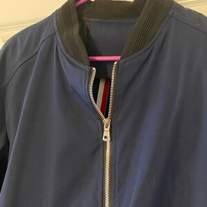 Men's Navy Bomber Jacket with Zip Front